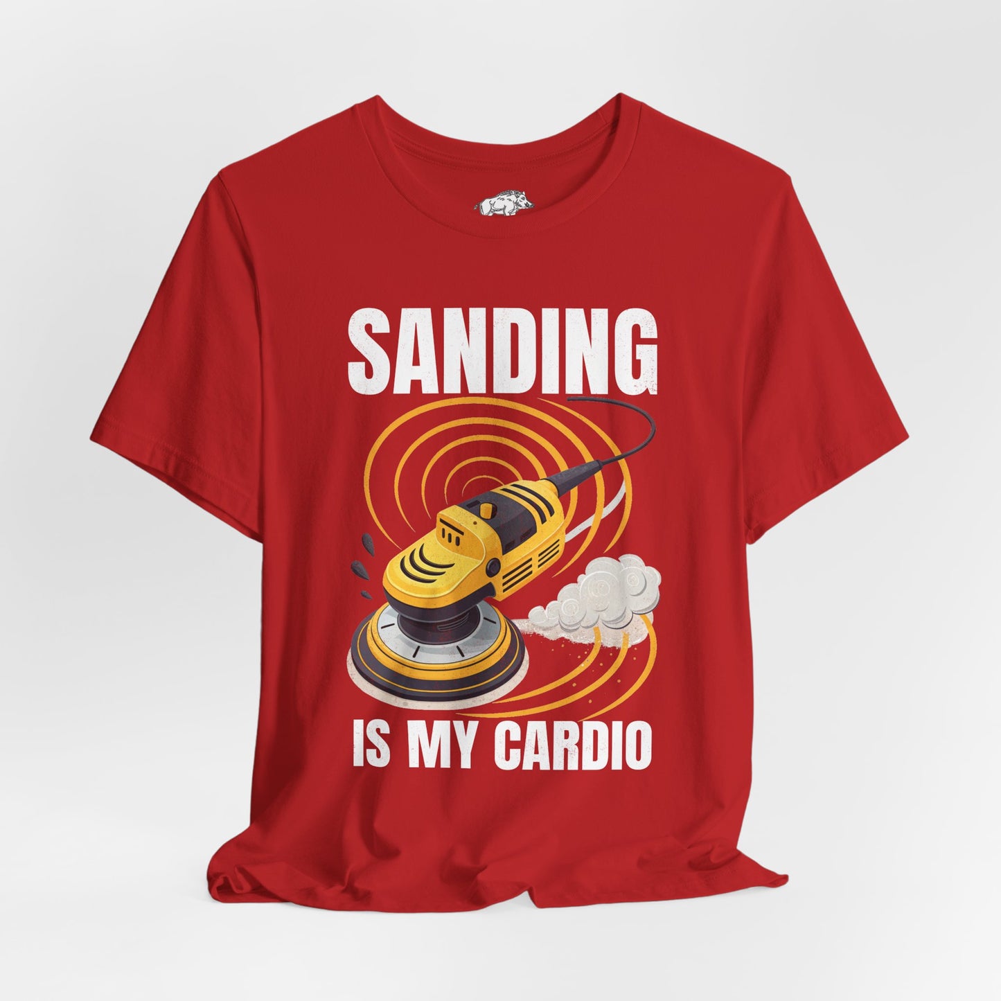 Funny Woodworking Shirt for Men - "Sanding Is My Cardio" Gym Parody - Carpenter Gift - Woodworker Husband Tee