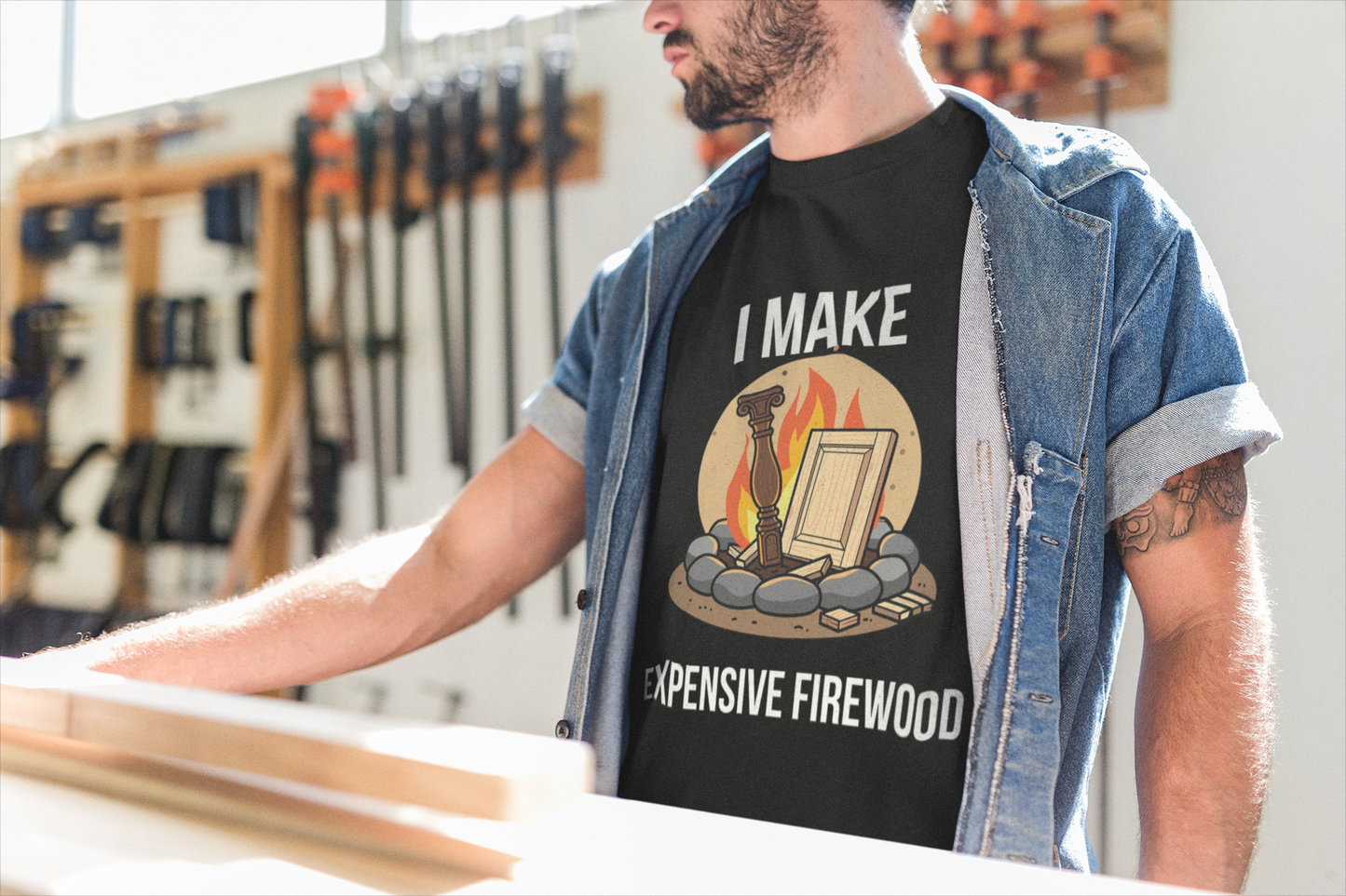 Don't Clamp My Style T-Shirt | Funny Woodworking Shirt for Dad | Carpenter Gift | Workshop Humor Tee | Sawdust & Makers Shirt | Unisex