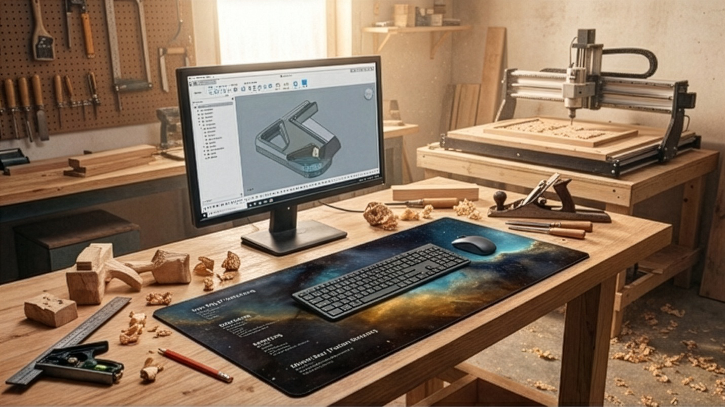 Fusion 360 Cheat Sheet Desk Mat | CAD Designer Mousepad | Nebula Space Art | 3D Printing & Maker Gift | Engineering Keyboard Pad | Shortcuts