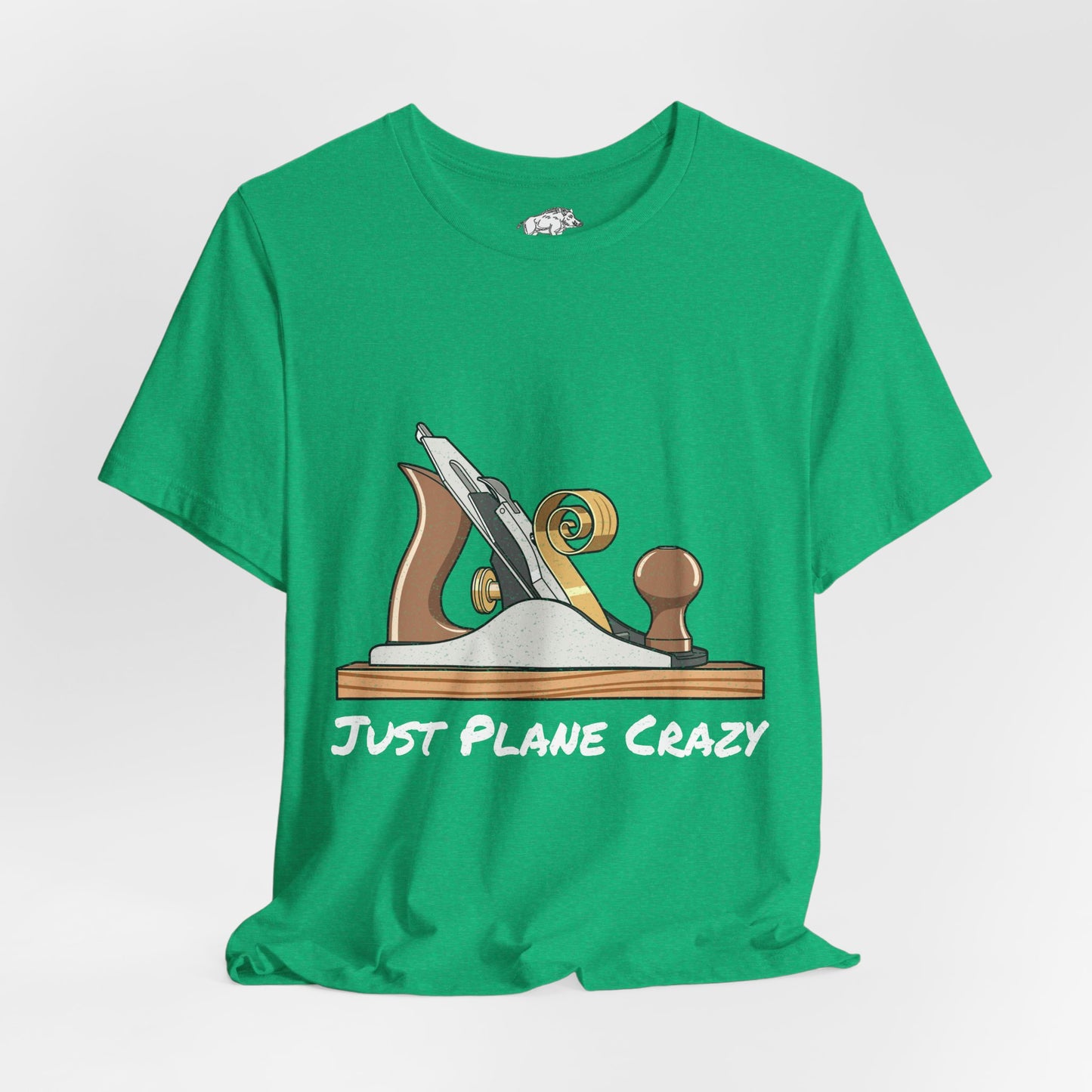 Funny Woodworking Shirt for Men - "Just Plane Crazy" Hand Tool Pun - Traditional Carpenter Gift - Hand Plane Tee