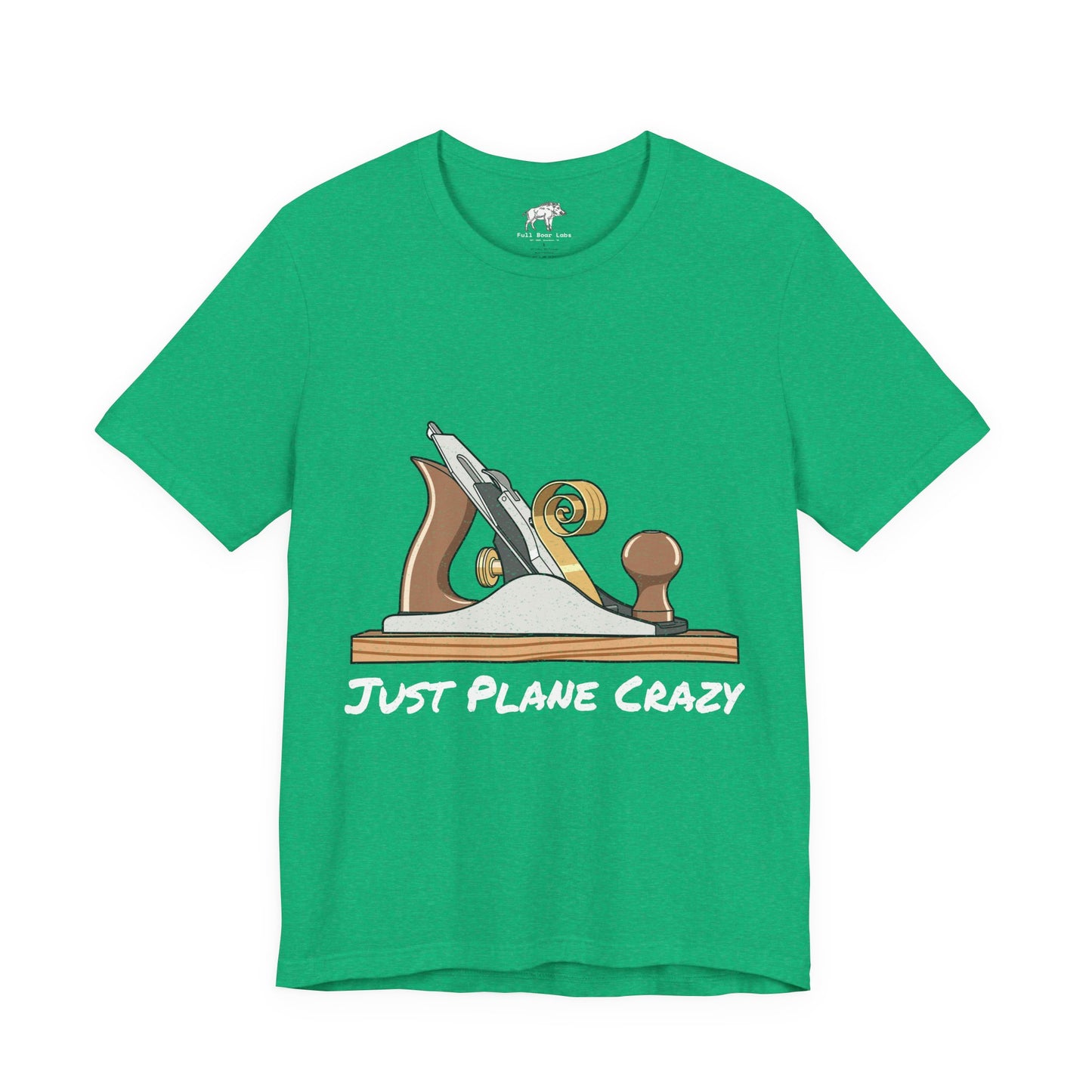 Funny Woodworking Shirt for Men - "Just Plane Crazy" Hand Tool Pun - Traditional Carpenter Gift - Hand Plane Tee