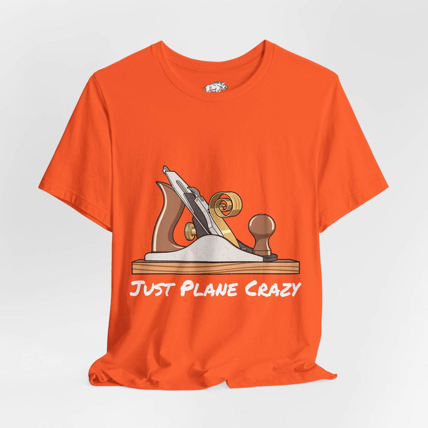 Funny Woodworking Shirt for Men - "Just Plane Crazy" Hand Tool Pun - Traditional Carpenter Gift - Hand Plane Tee
