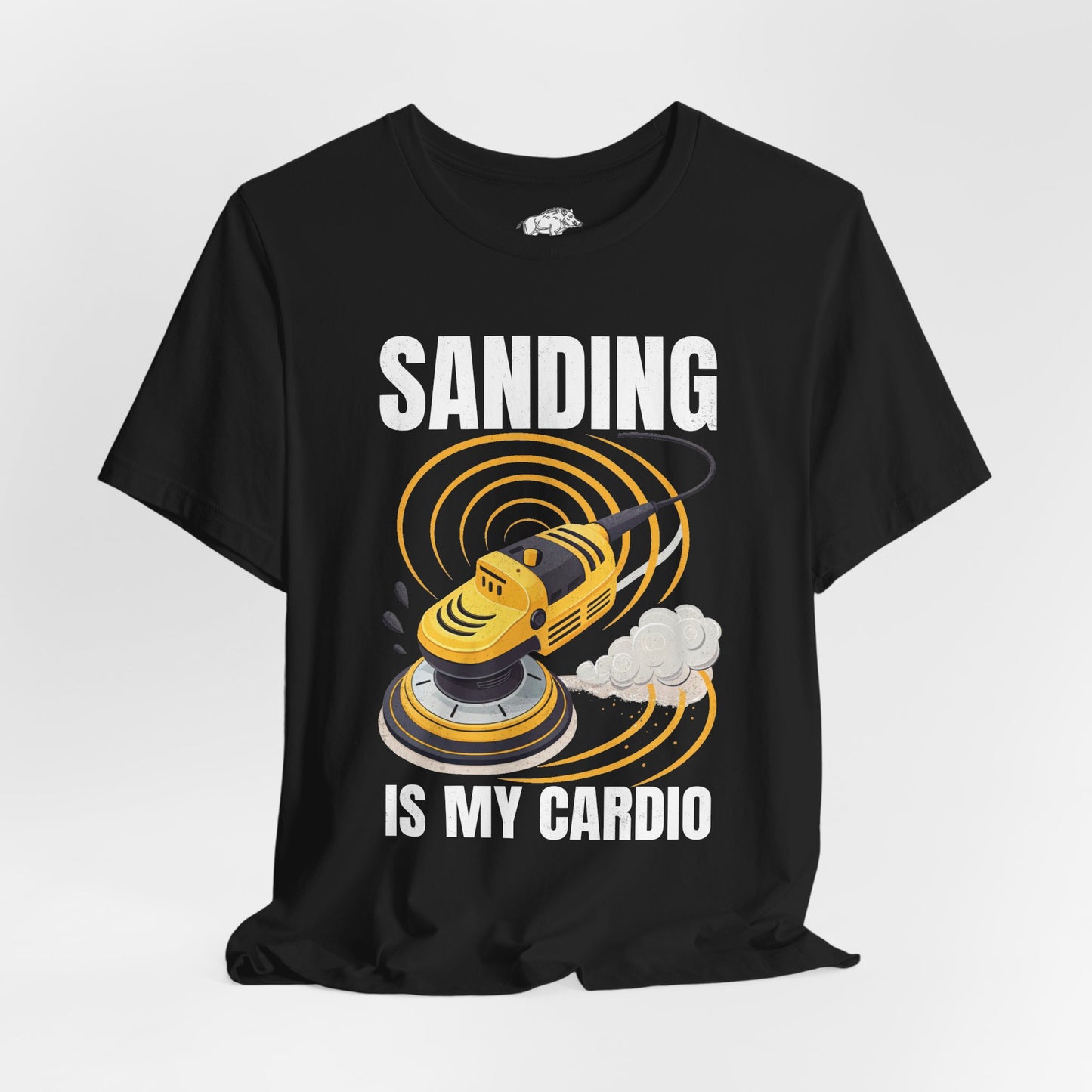 Funny Woodworking Shirt for Men - "Sanding Is My Cardio" Gym Parody - Carpenter Gift - Woodworker Husband Tee